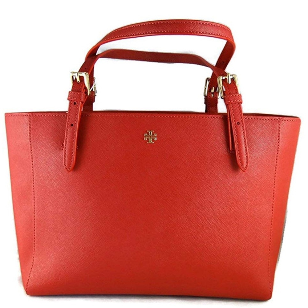 Tory Burch Red York Buckle Saffiano Leather Tote